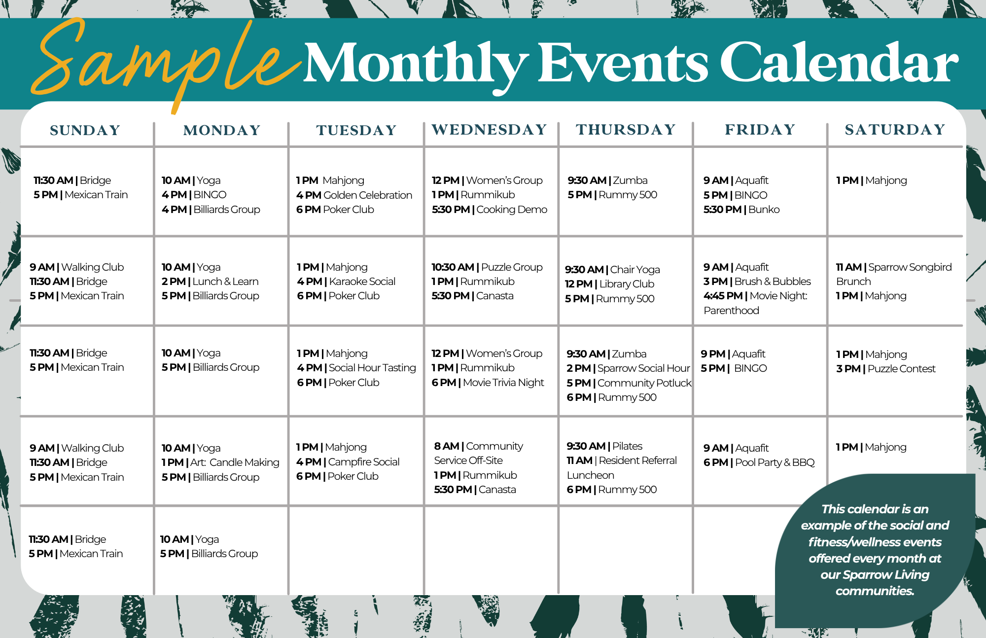 Sample Calendar Sample Calendar