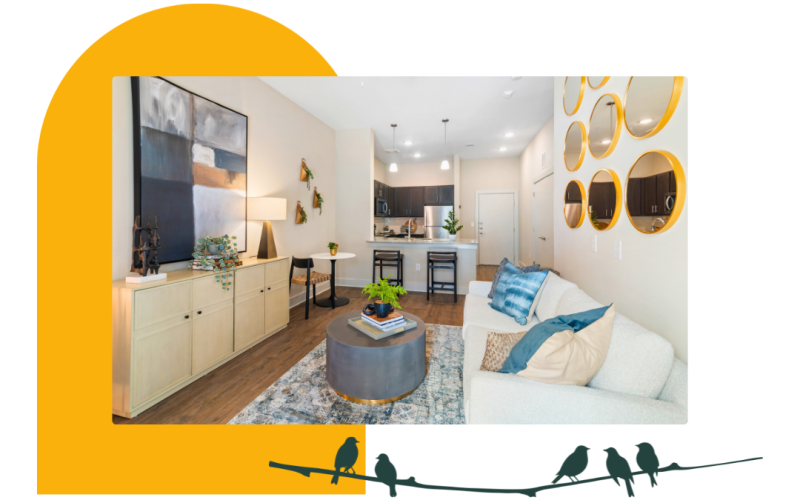 a living room with a large tv